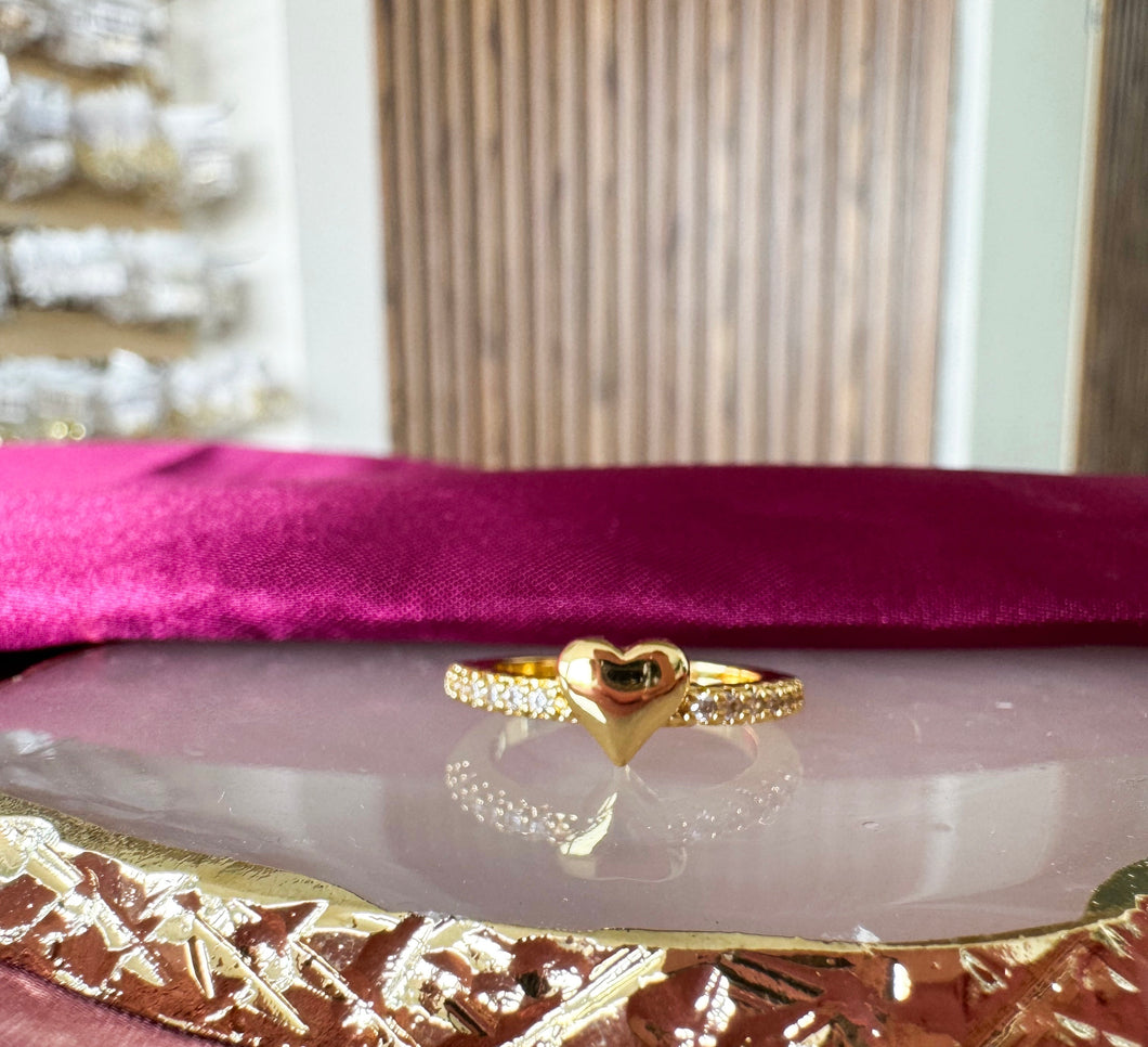 Anillo corazon solido linea zirconia #67B