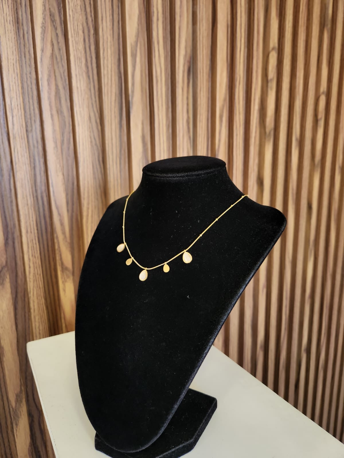 Collar gota madre perla cadena bolitas cola de raton #A10