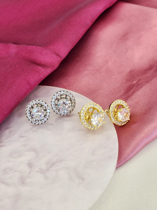 Aretes circulares zirconia central #A1