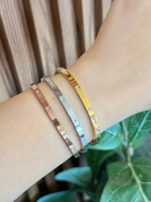 Pulsera delgada puntos zirconia #B0.1