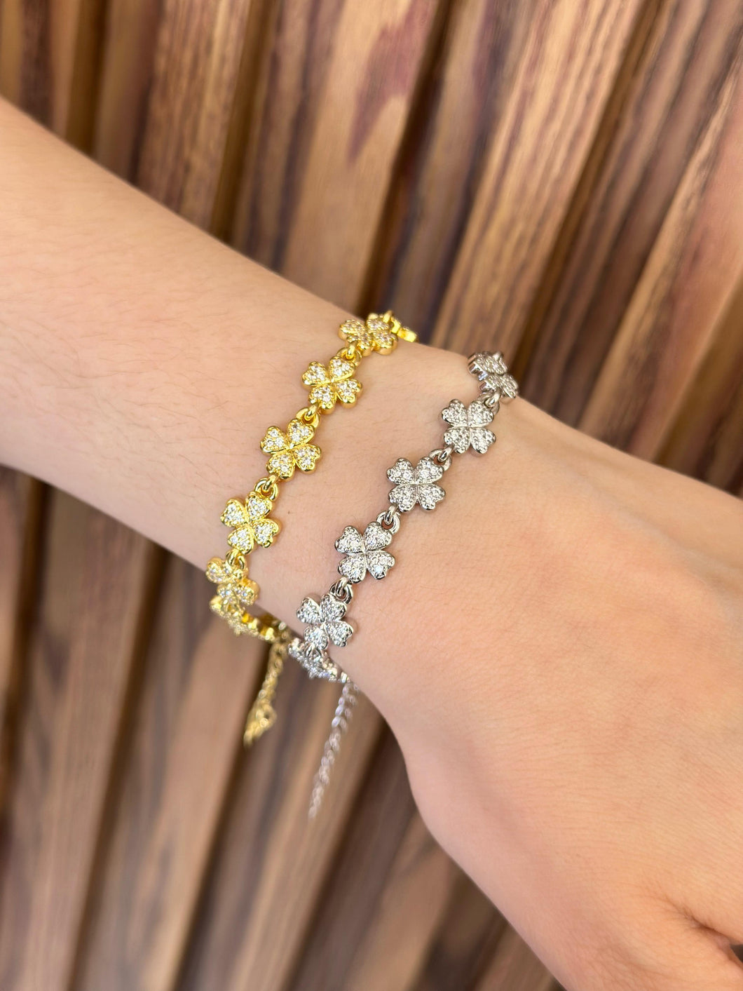 Pulsera treboles zirconias #E16