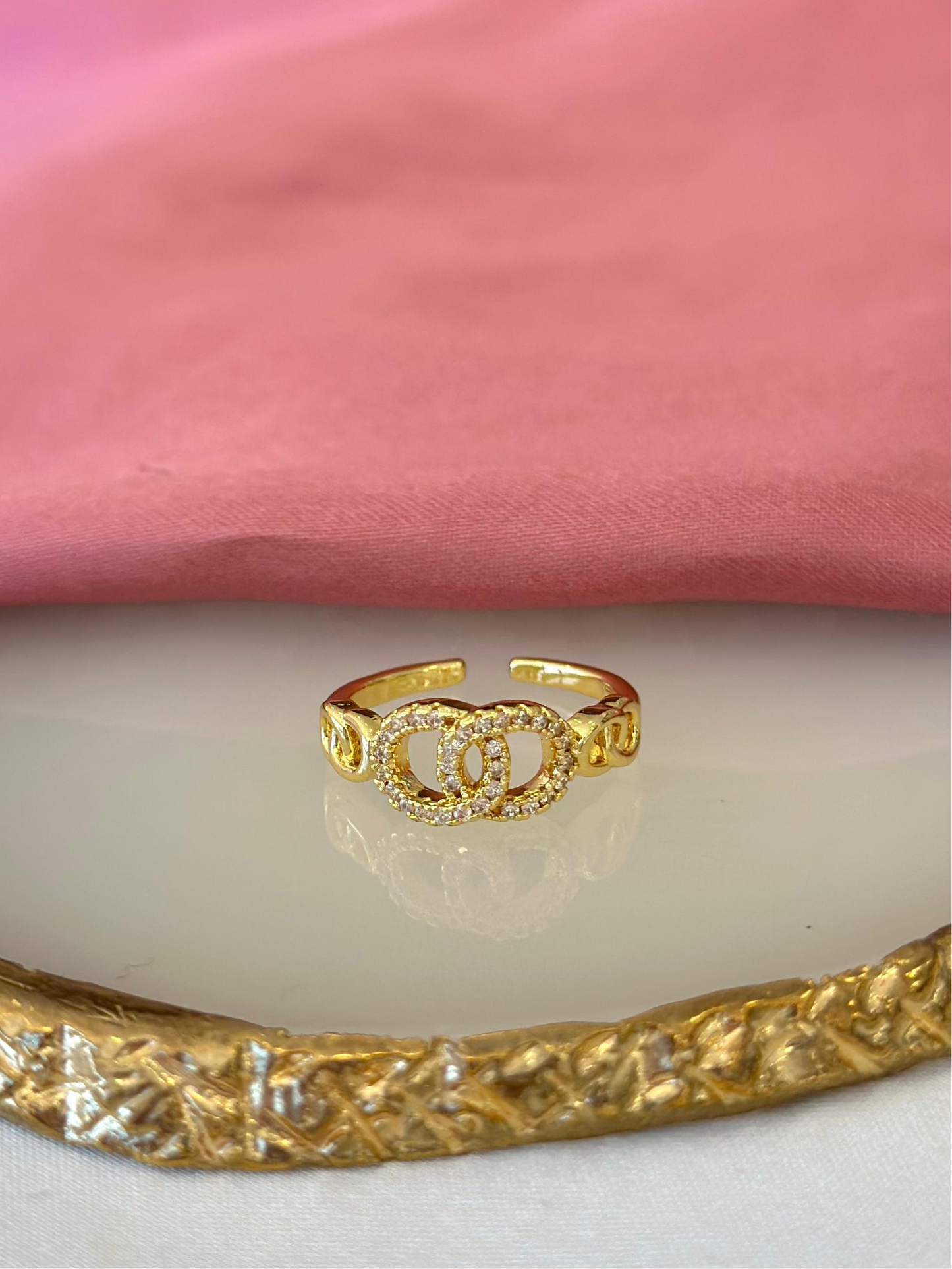 Anillo doble circulo zirconia #22D