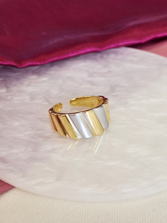 Anillo lineas diagonal bicolor #69