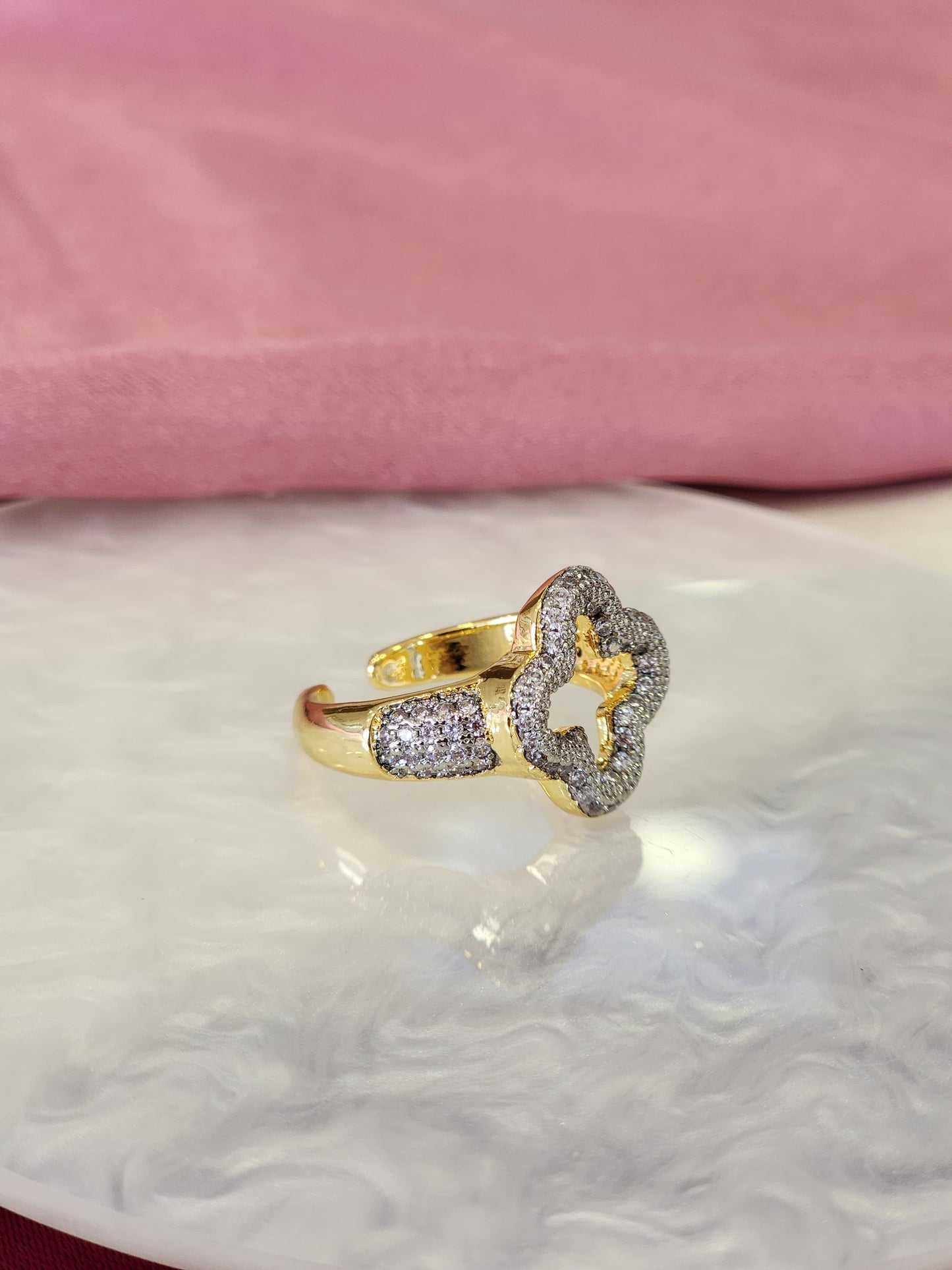 Anillo trebol bicolor #162