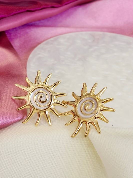 Aretes sol espiral beige