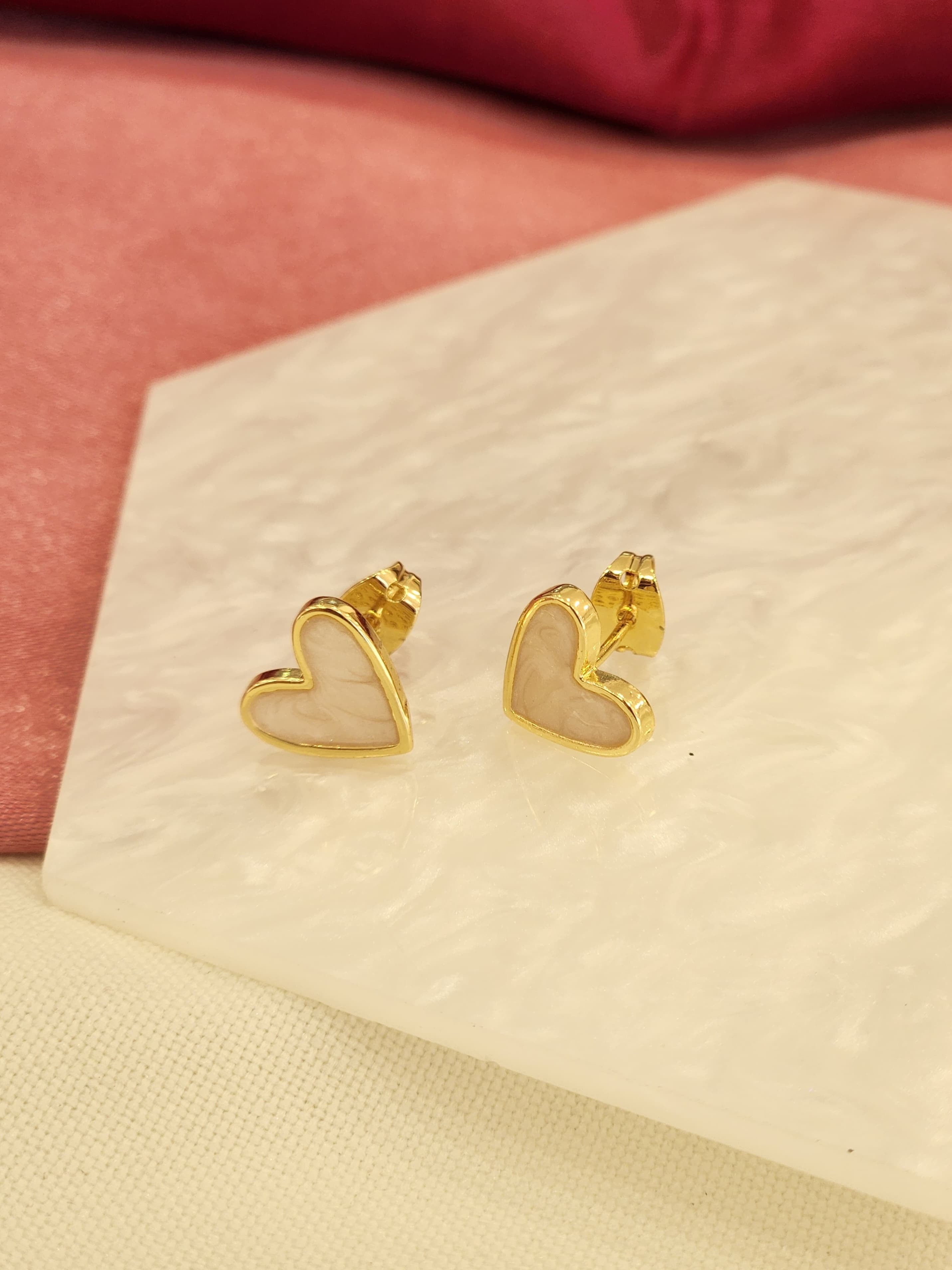 Aretes corazon madre perla chicos#F18