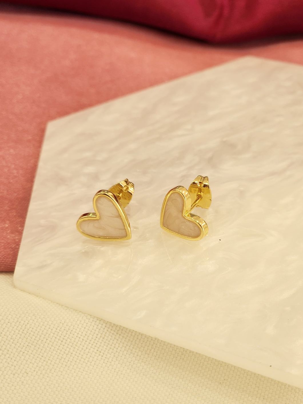 Aretes corazon madre perla chicos#F18