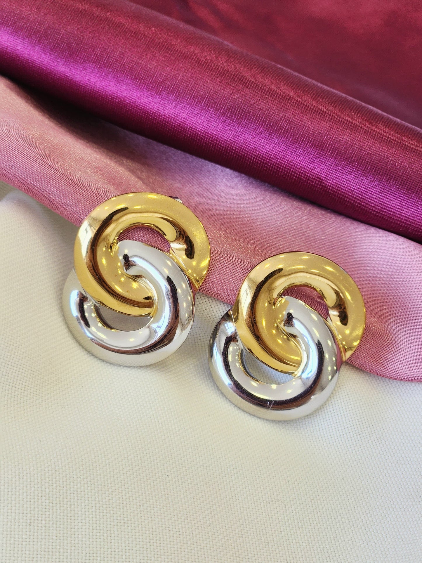 Aretes doble circulo bicolor #F6.5