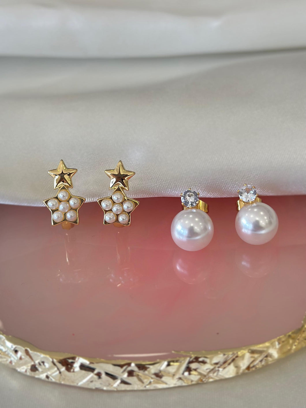 Aretes set perlas estrellas#C134