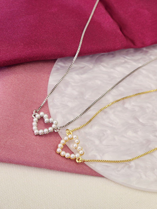 Collar corazon perlas mini #6