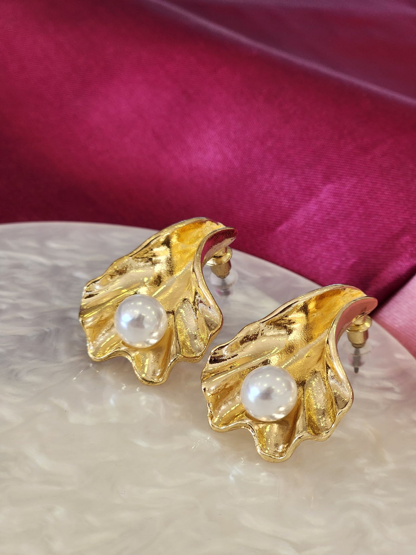 Aretes concha perla #K91