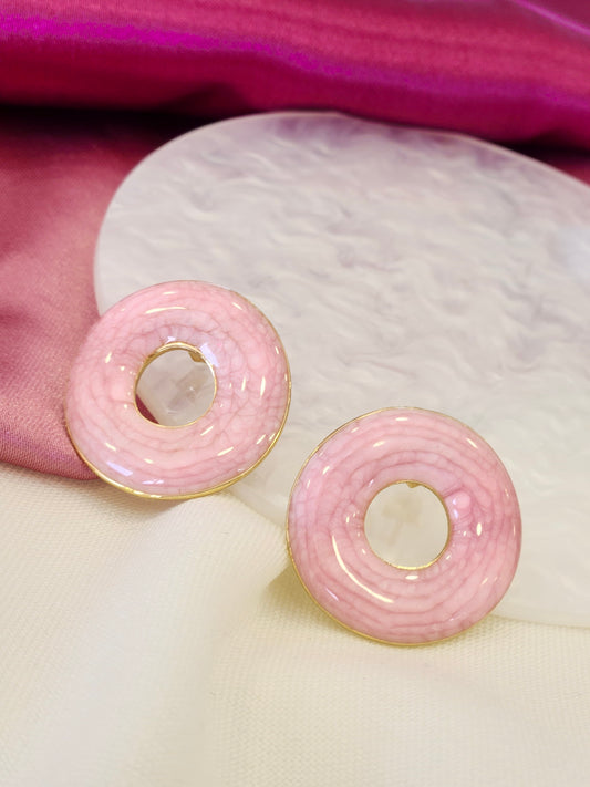 Aretes circulo hueco rosa