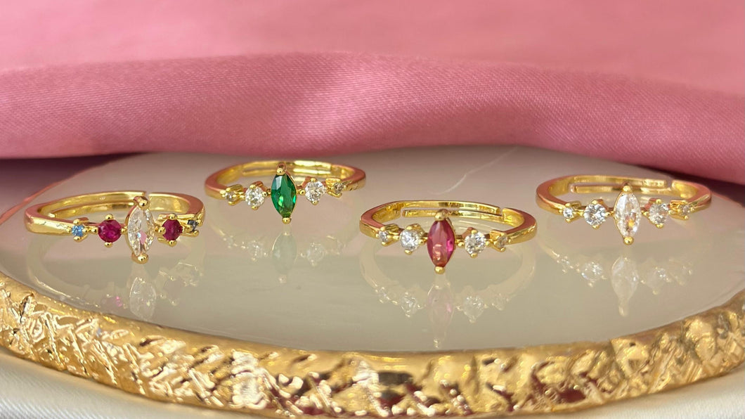 Anillo zirconia ovalado puntos #83B