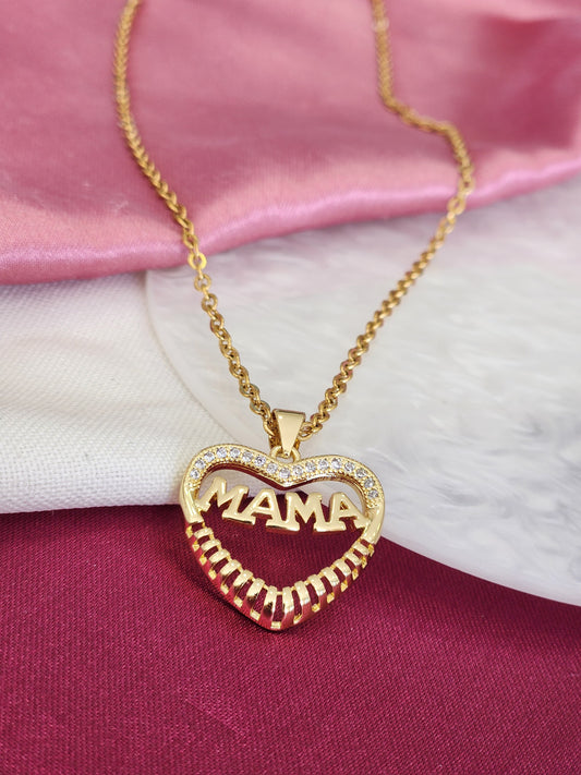 Collar corazon mama en medio zirconia arriba líneas debajo #1