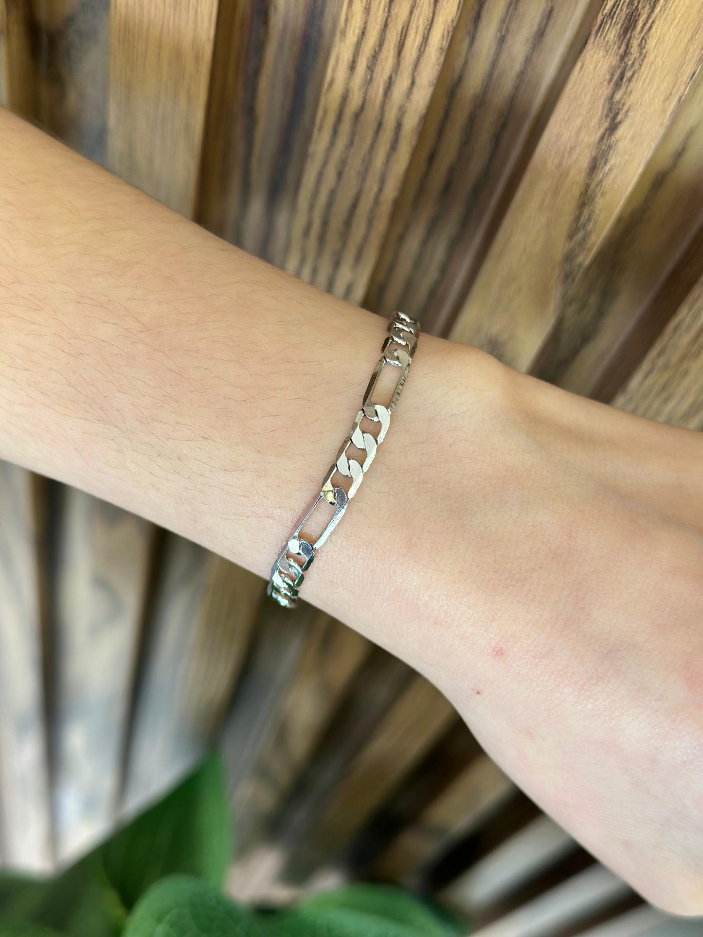 Pulsera eslabones gruesos plateados #M8.2
