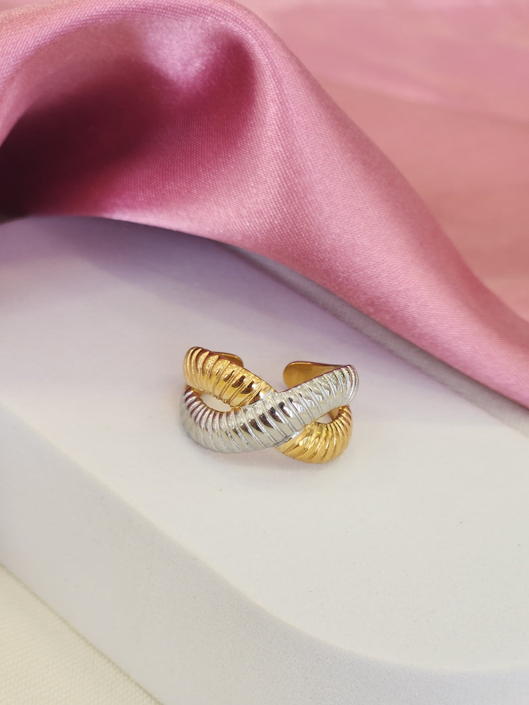 Anillo cruzado bicolor #238
