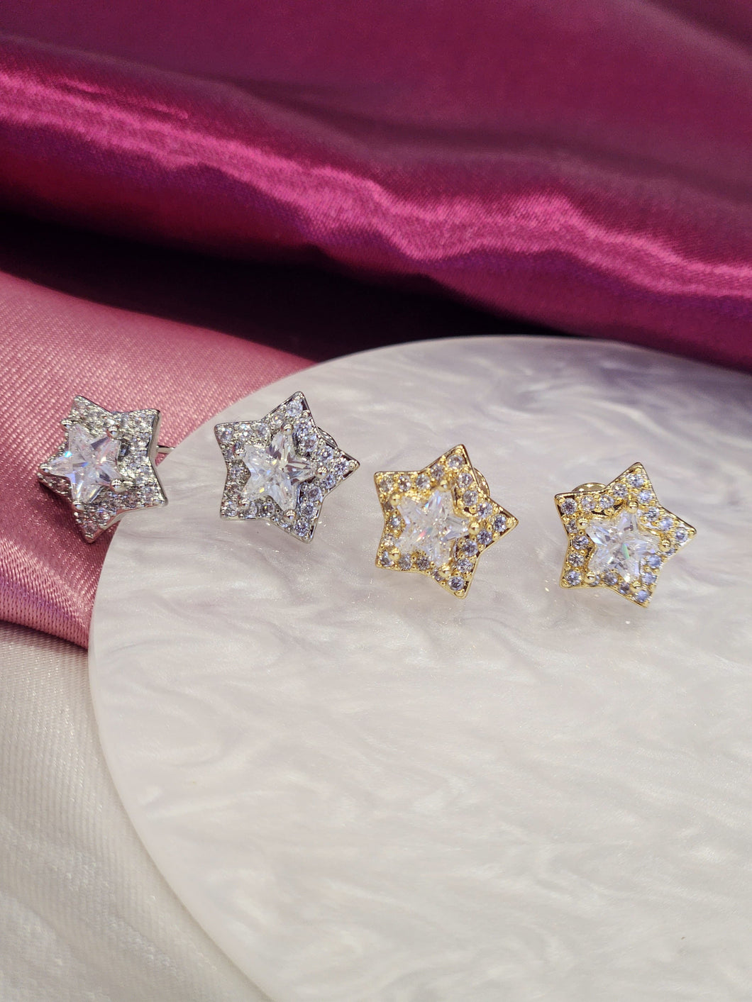Aretes doble estrella zirconia #1.8