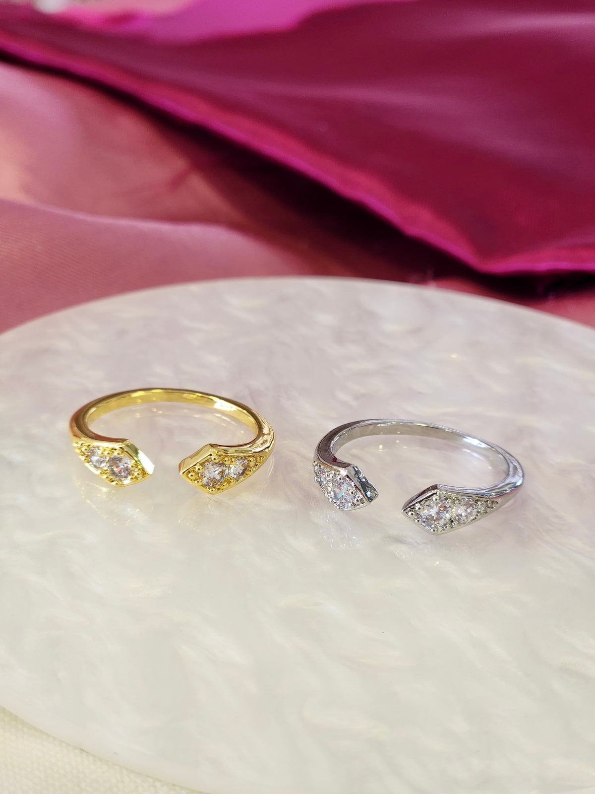 Anillo doble punta zirconia #25