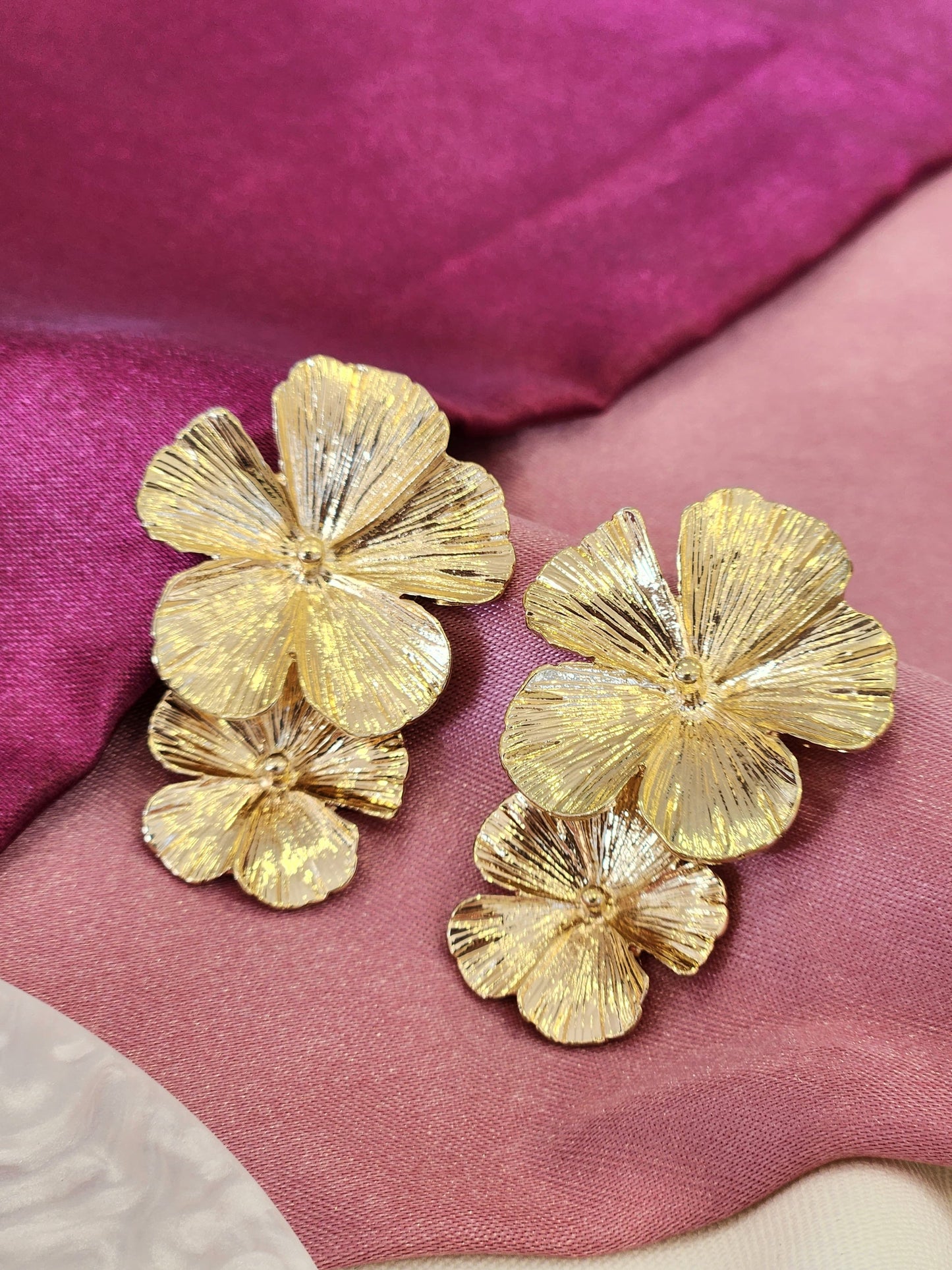 Aretes doble flor tamaños #F0.1