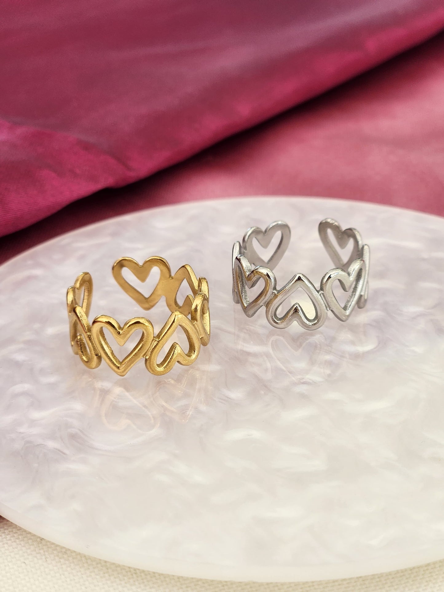Anillo corazones huecos #226