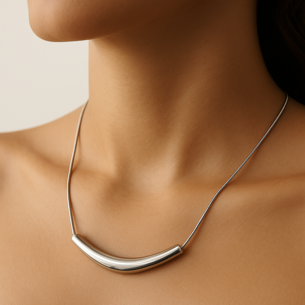 Collar plateado alargado #F6.1 #F15
