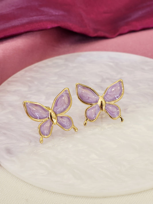 Aretes mariposa lila # F47.1