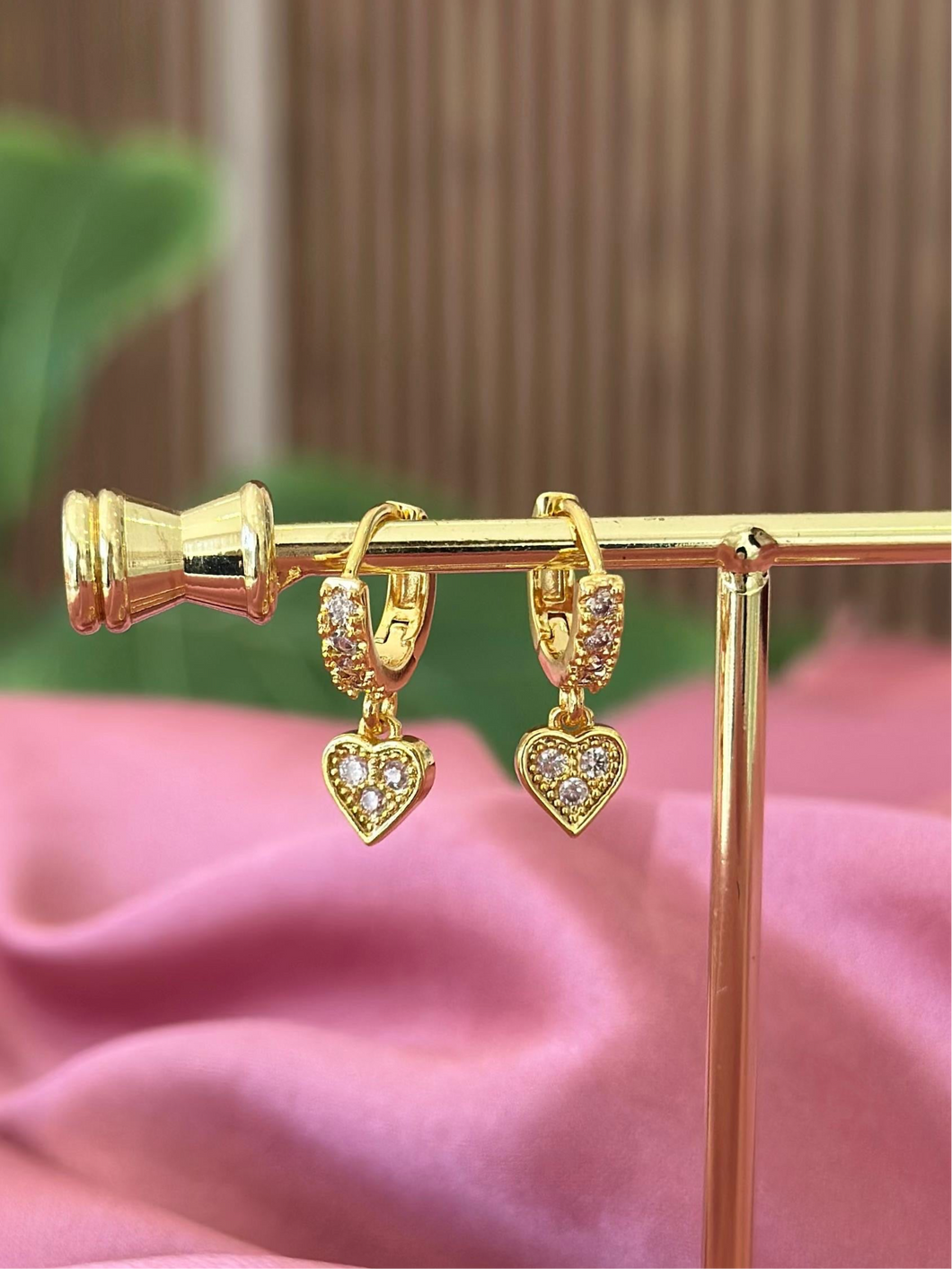 Aretes corazon colgante zirconia #81