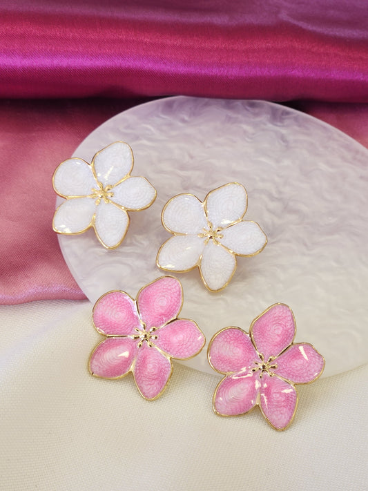 Aretes flor petalos brillos