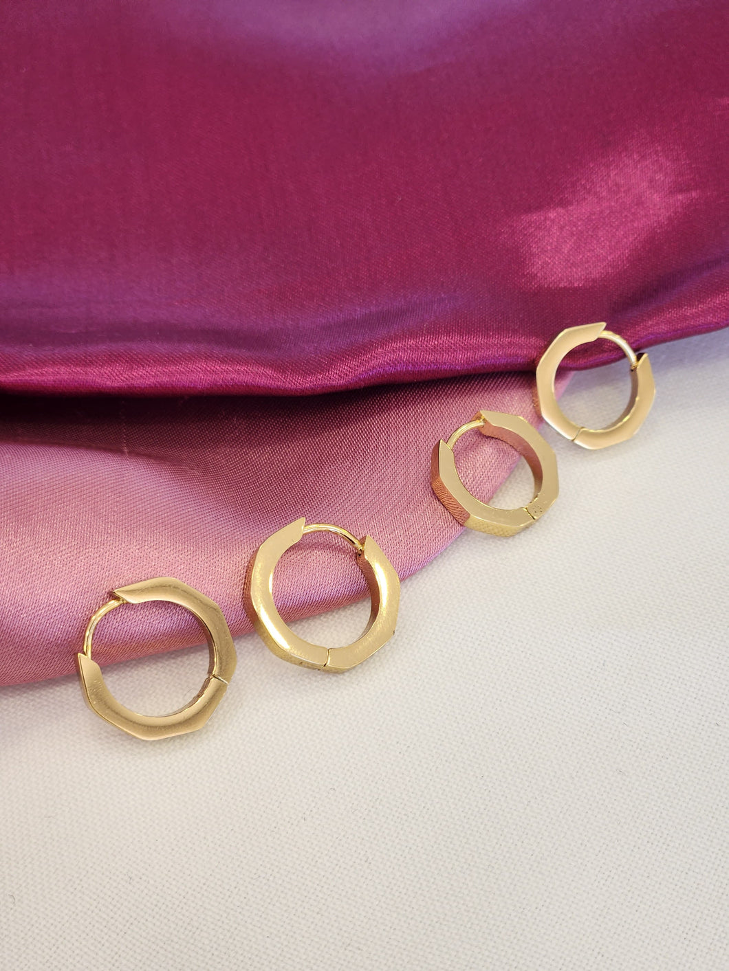 Set arracadas semi hexagonales dorado #B4.5