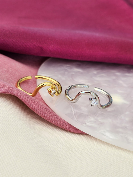 Anillo onda punto zirconia #233