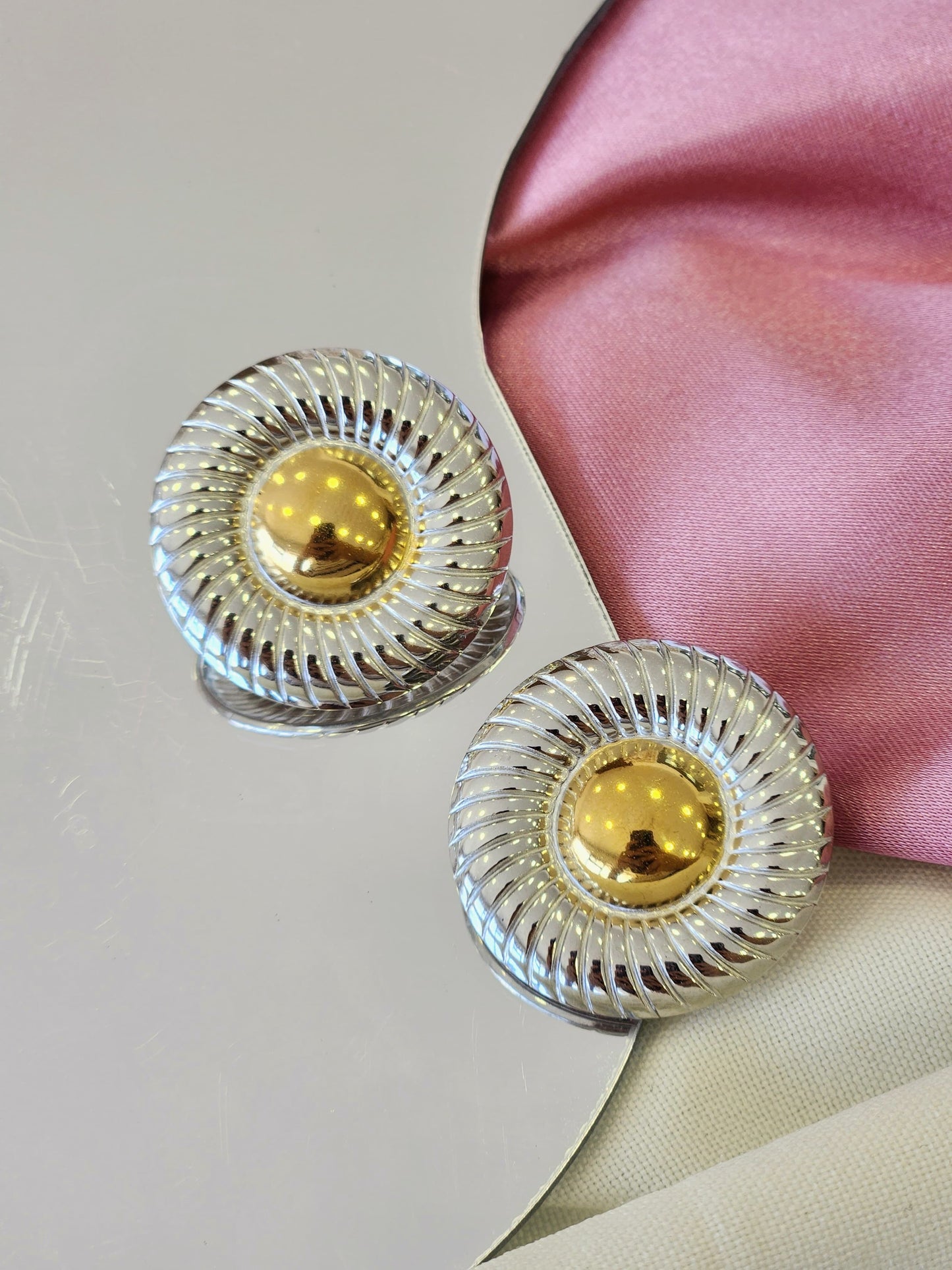 Aretes bicolor doble circulo #F5