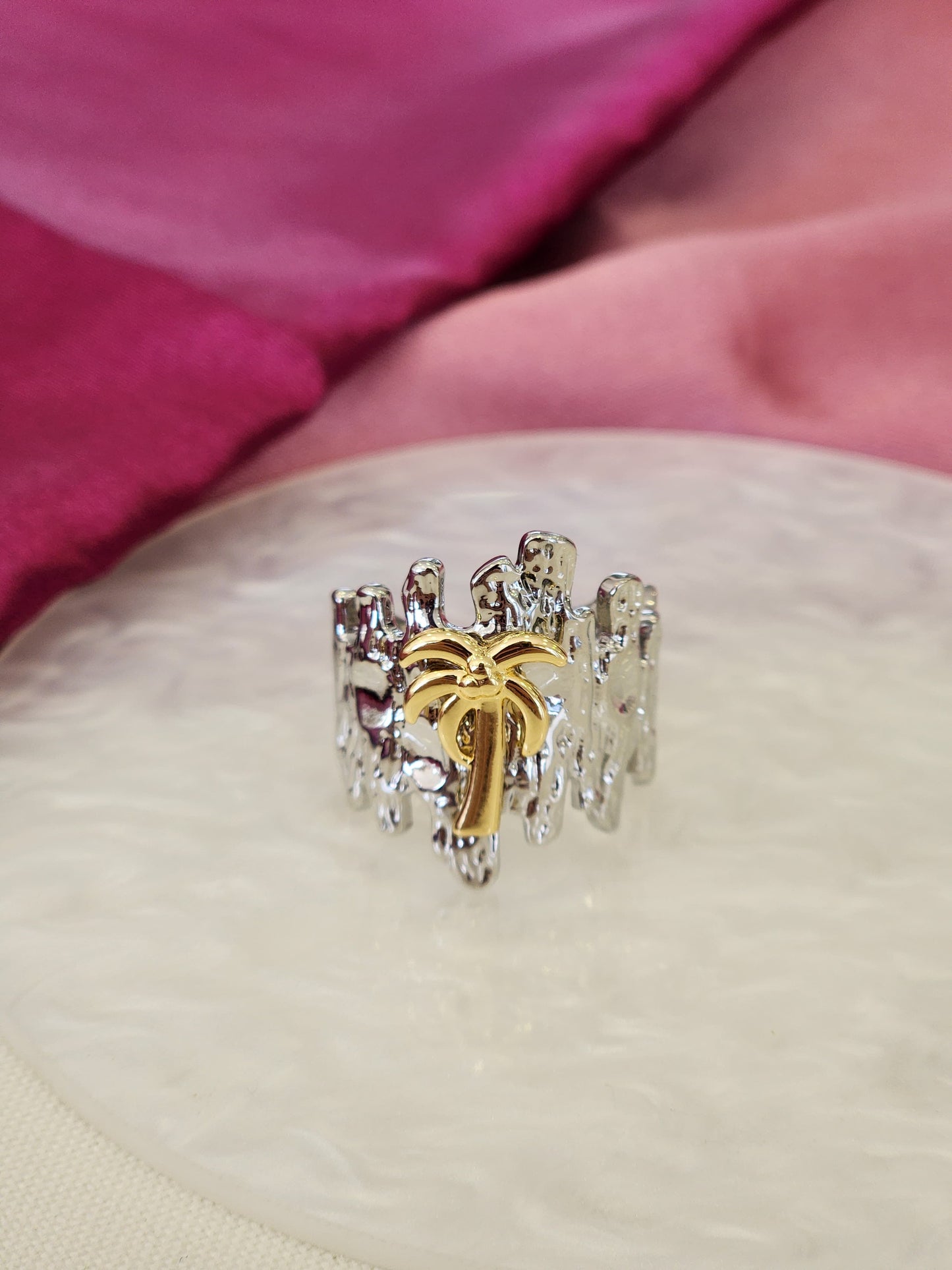 Anillo palmera bicolor #G21