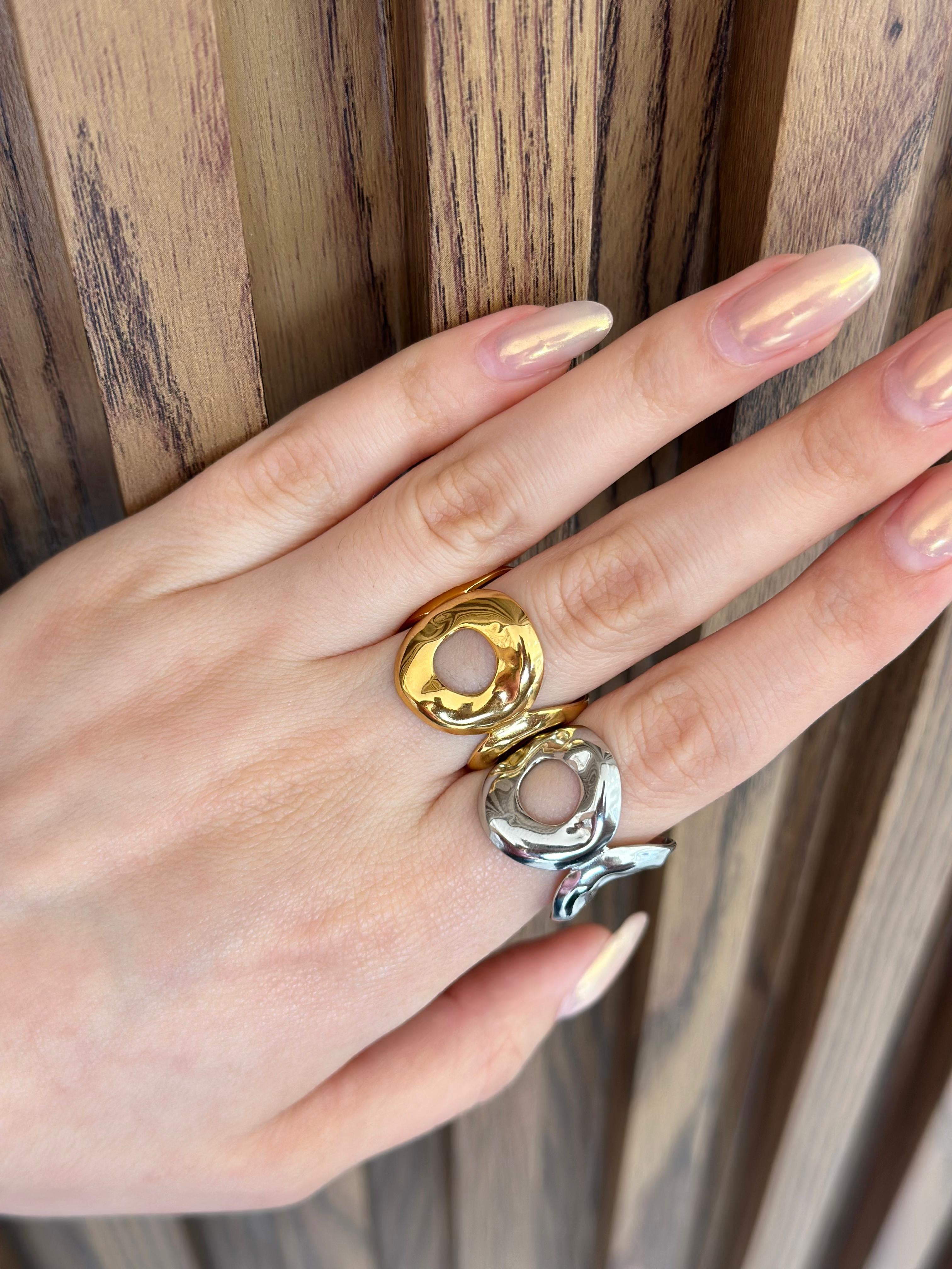 Anillo circulos martillados #171A
