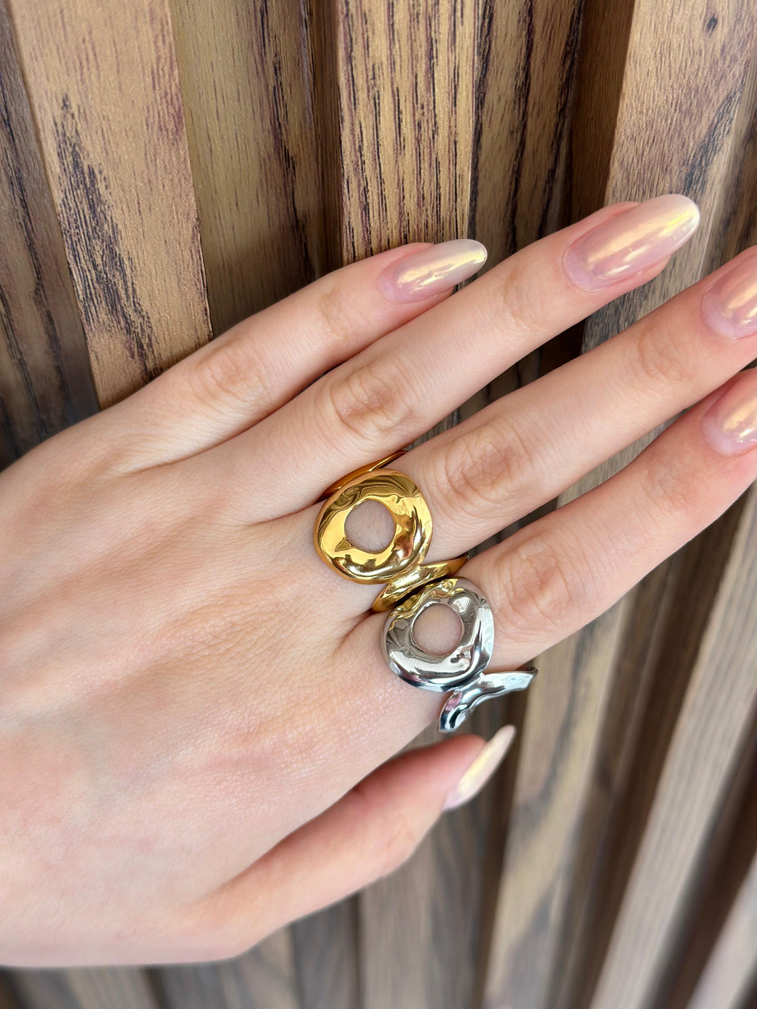 Anillo circulos martillados #171A