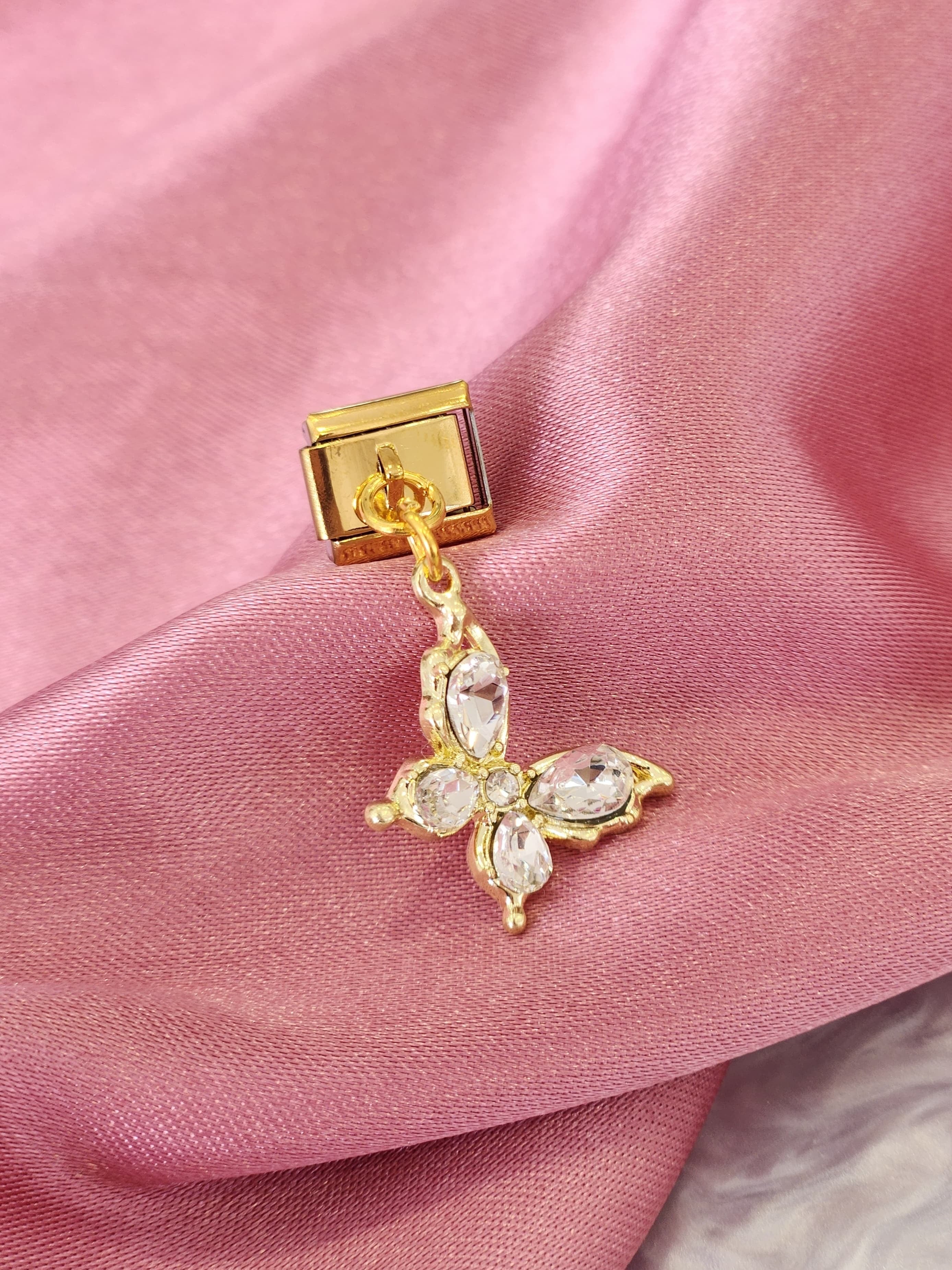 Charm dorado mariposa colgante cristal #2