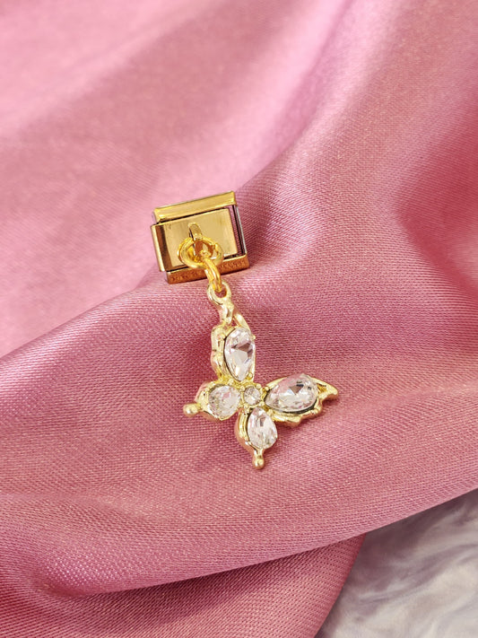 Charm dorado mariposa colgante cristal #2