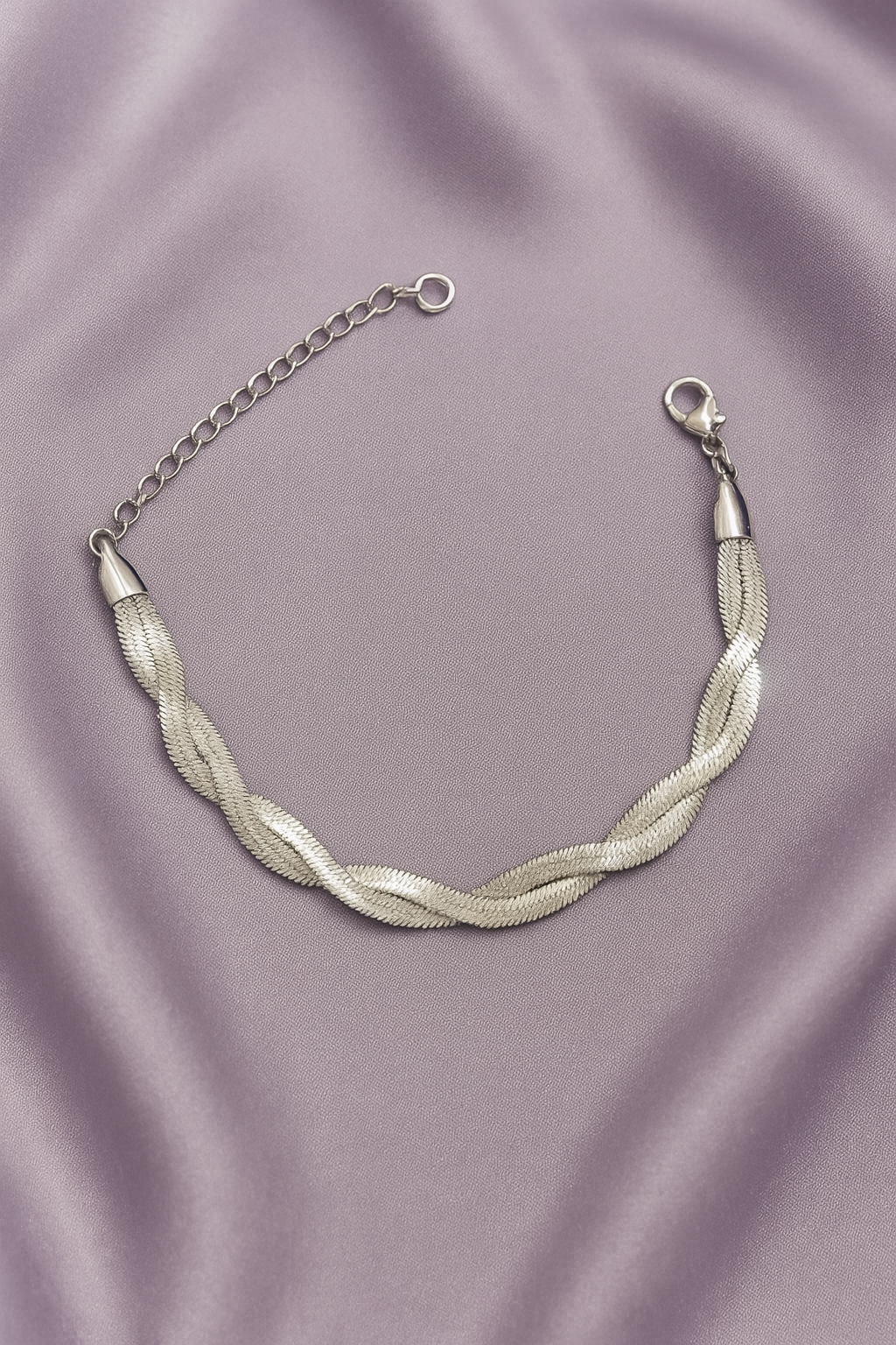 Pulsera plana doble plateada #A0.4