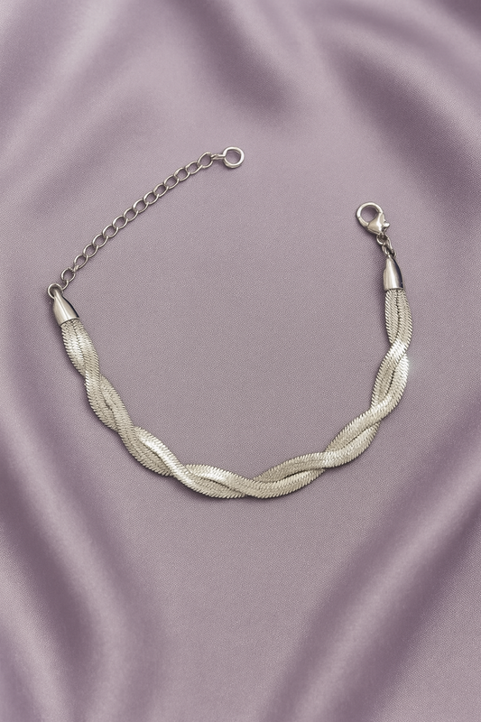 Pulsera plana doble plateada #A0.4