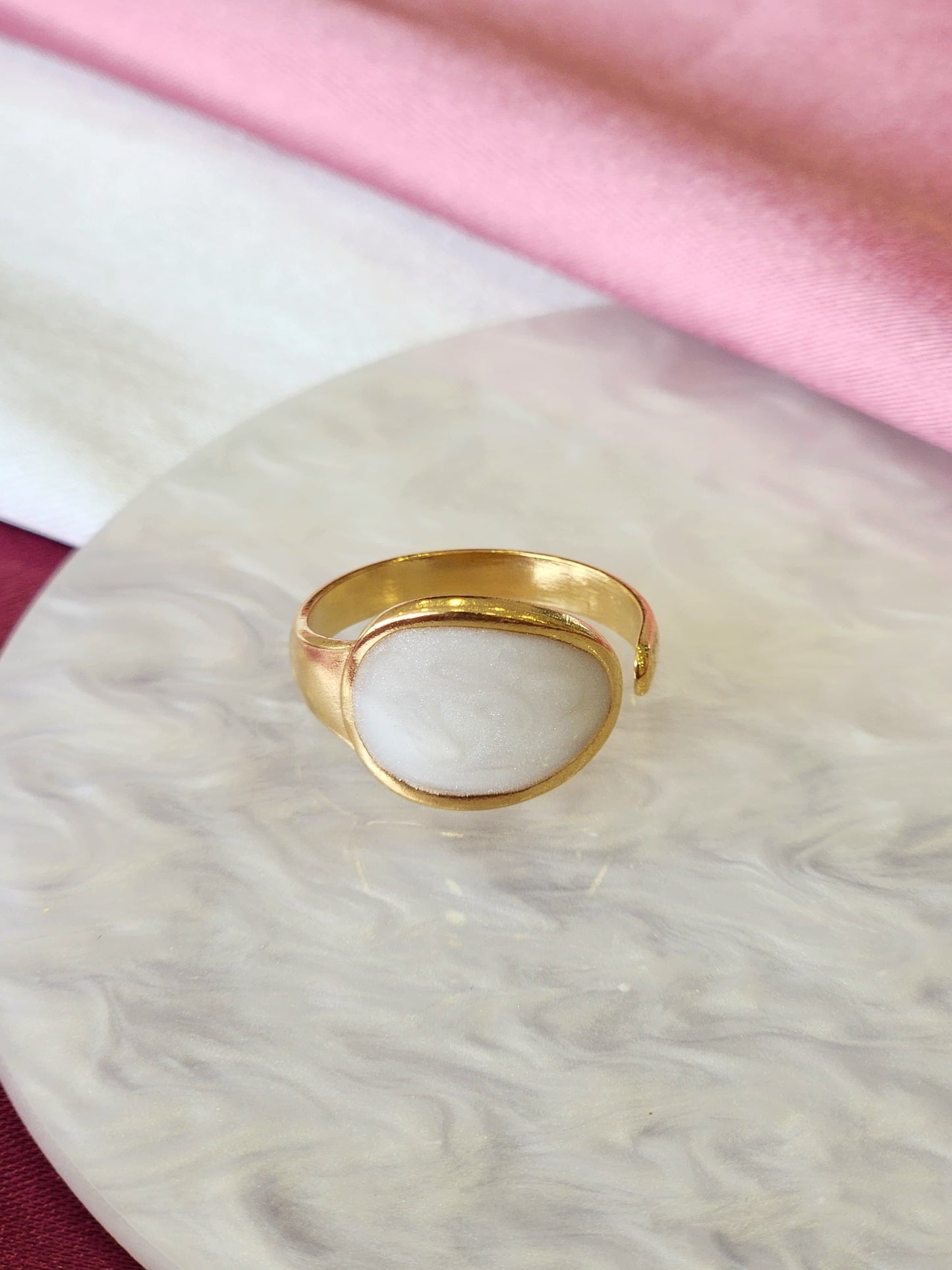 Anillo madre perla circular #F15