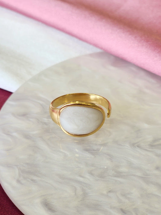 Anillo madre perla circular #F15