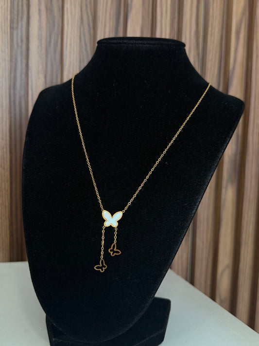 Collar mariposa madre perla colgante hueco #L13