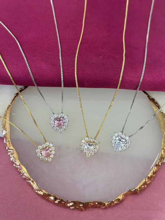 Collar corazon zirconia alrededor #XX