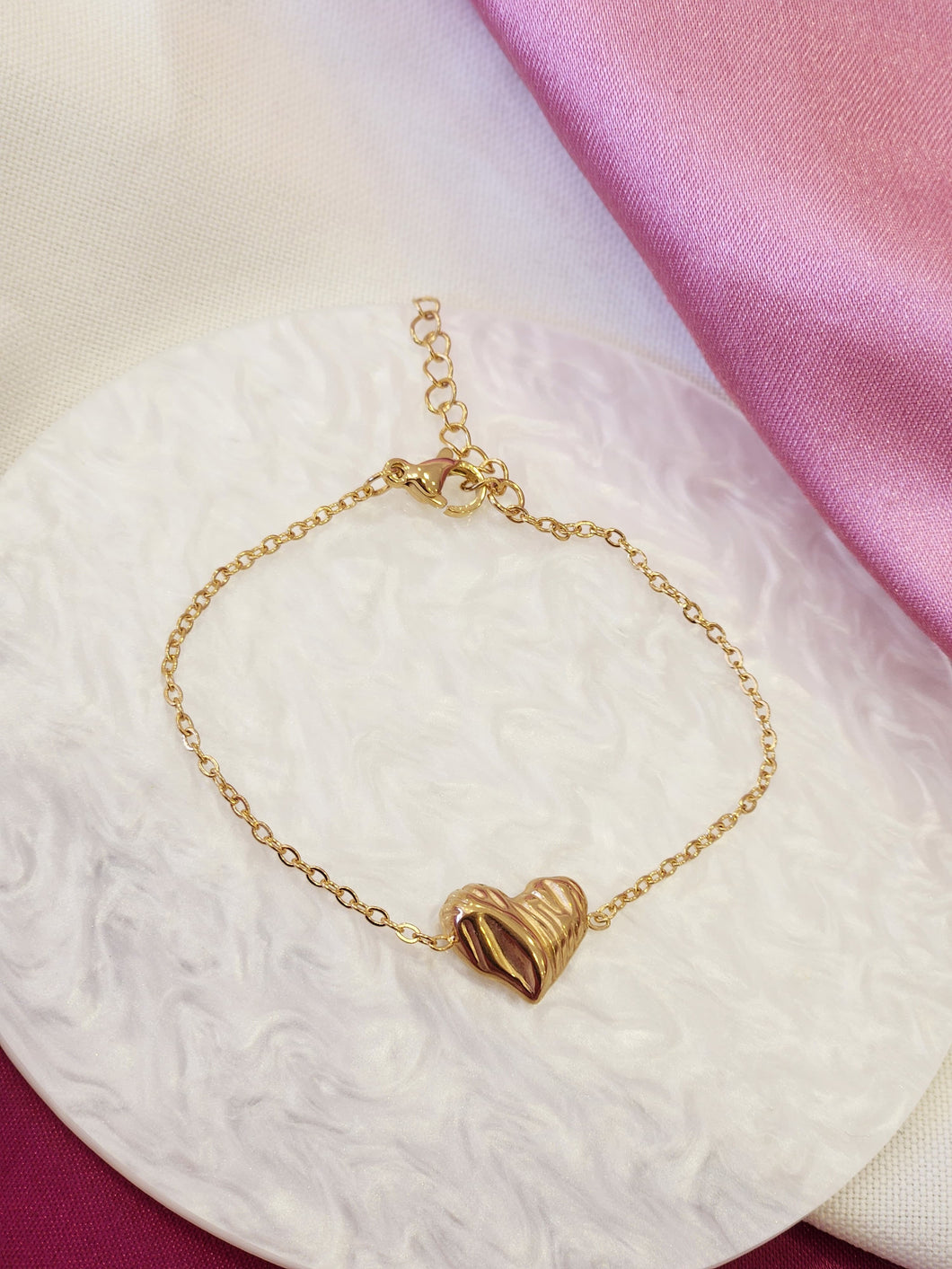 Pulsera corazon roca dorado #19