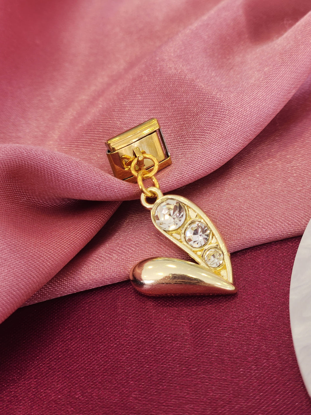 Charm corazon mitad zirconia colgante #13