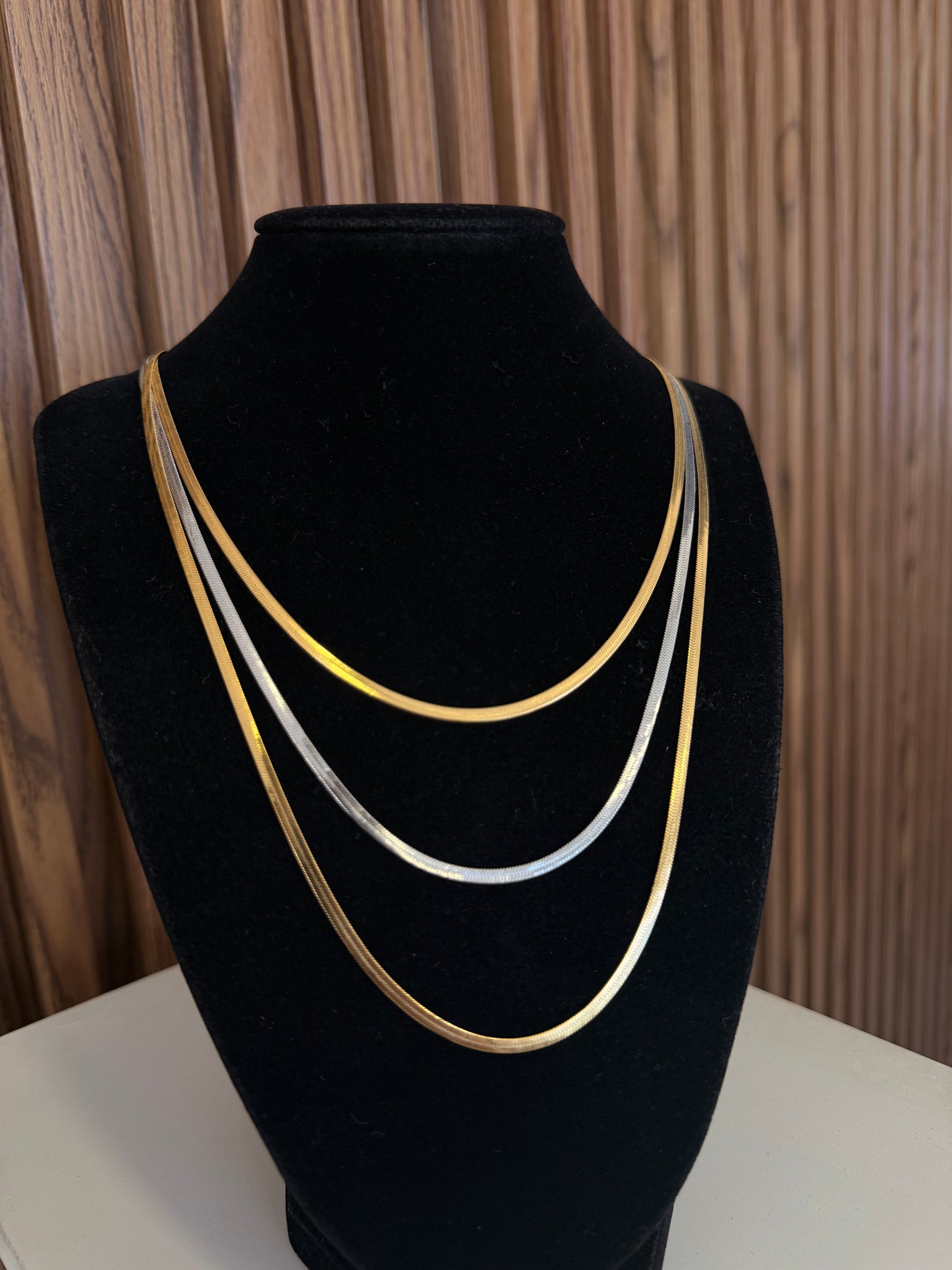 Collar triple plana bicolor #C124.1