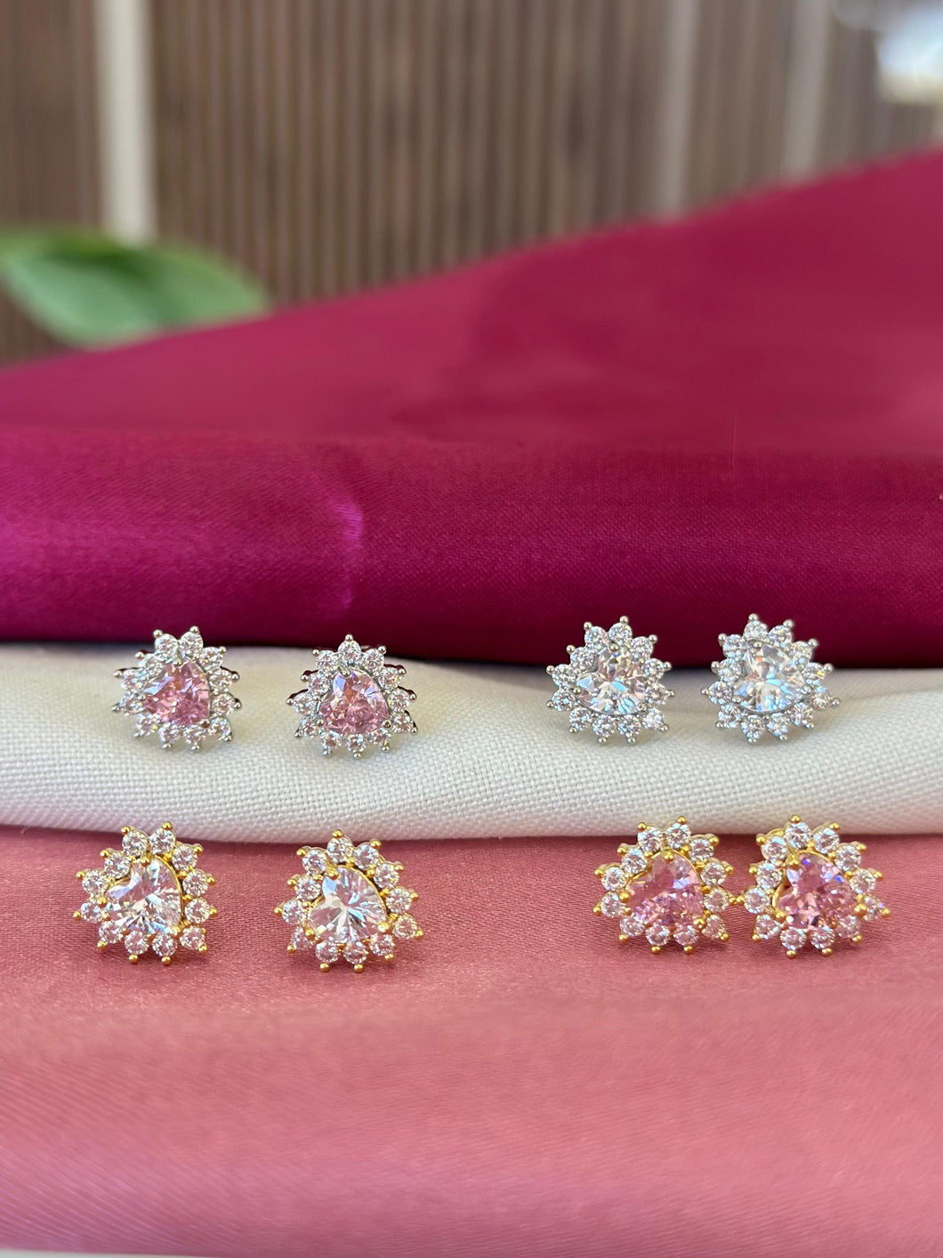 Aretes corazon zirconia alrededor #C99