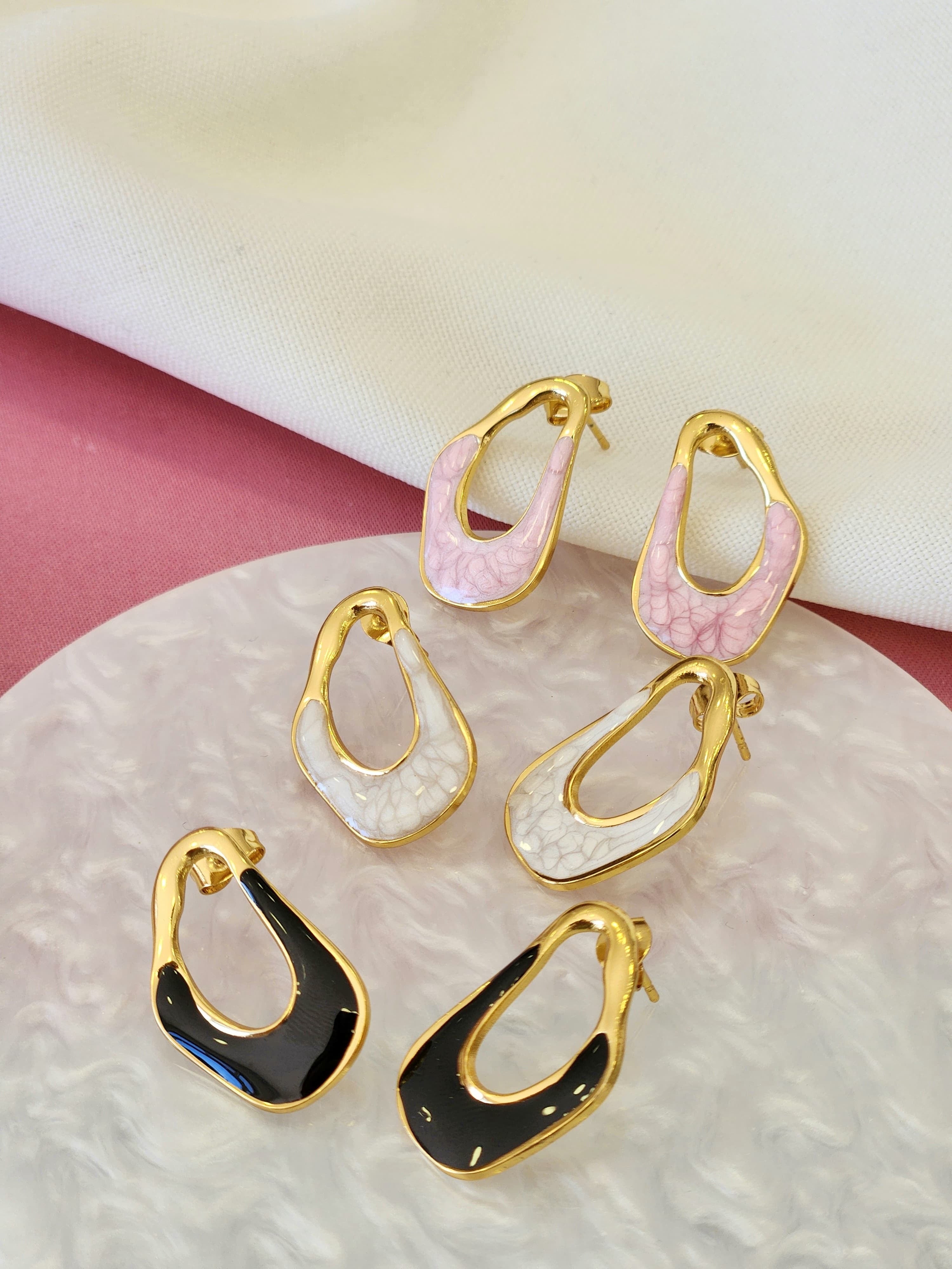 Aretes ovalo irregular colores #J15