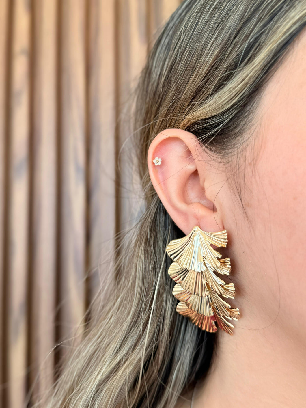 Aretes largos multiple abanico