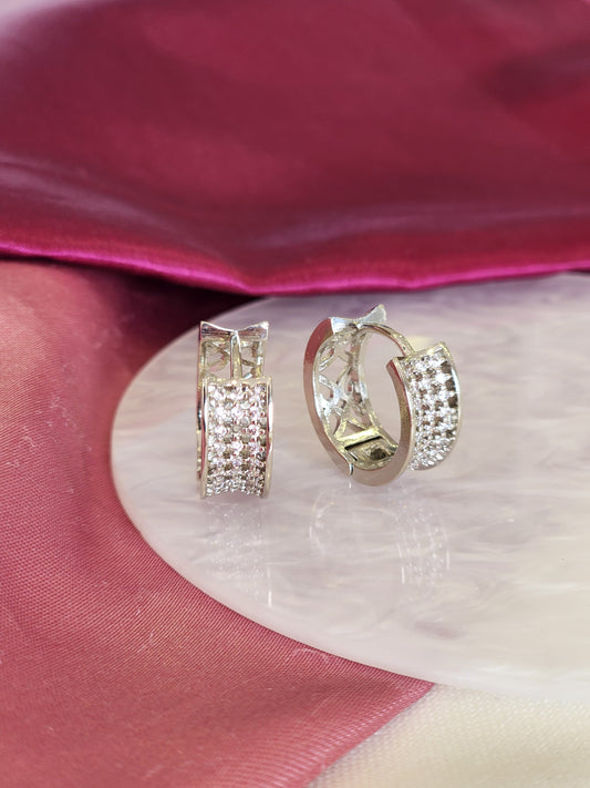 Aretes plateados zirconia orificios #2.0