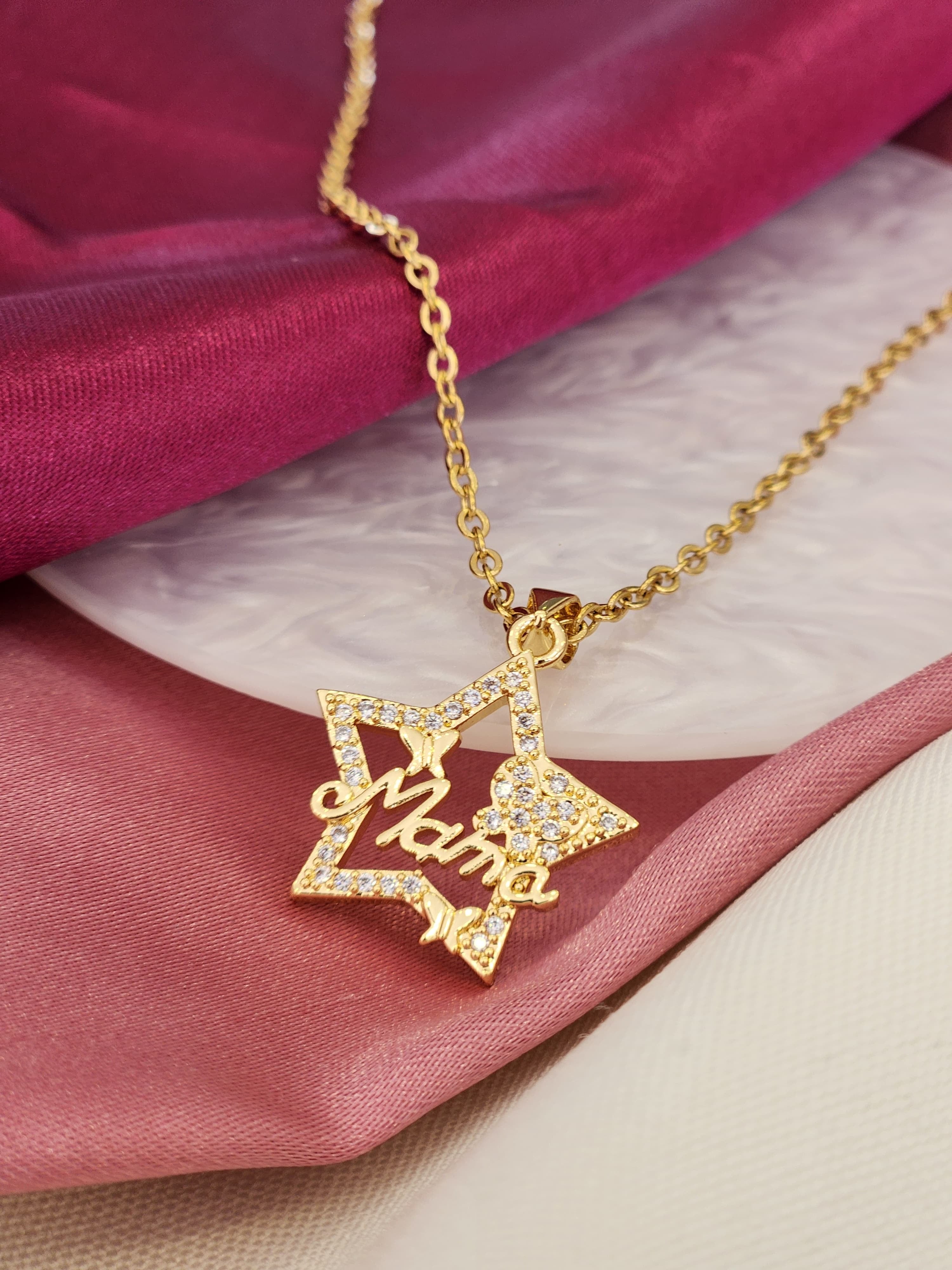 Collar mama estrella con mariposas #C143.4